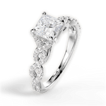 Justine Princess Cut Lab Grown Diamond 18Kt White Gold Engagement Ring - View 2