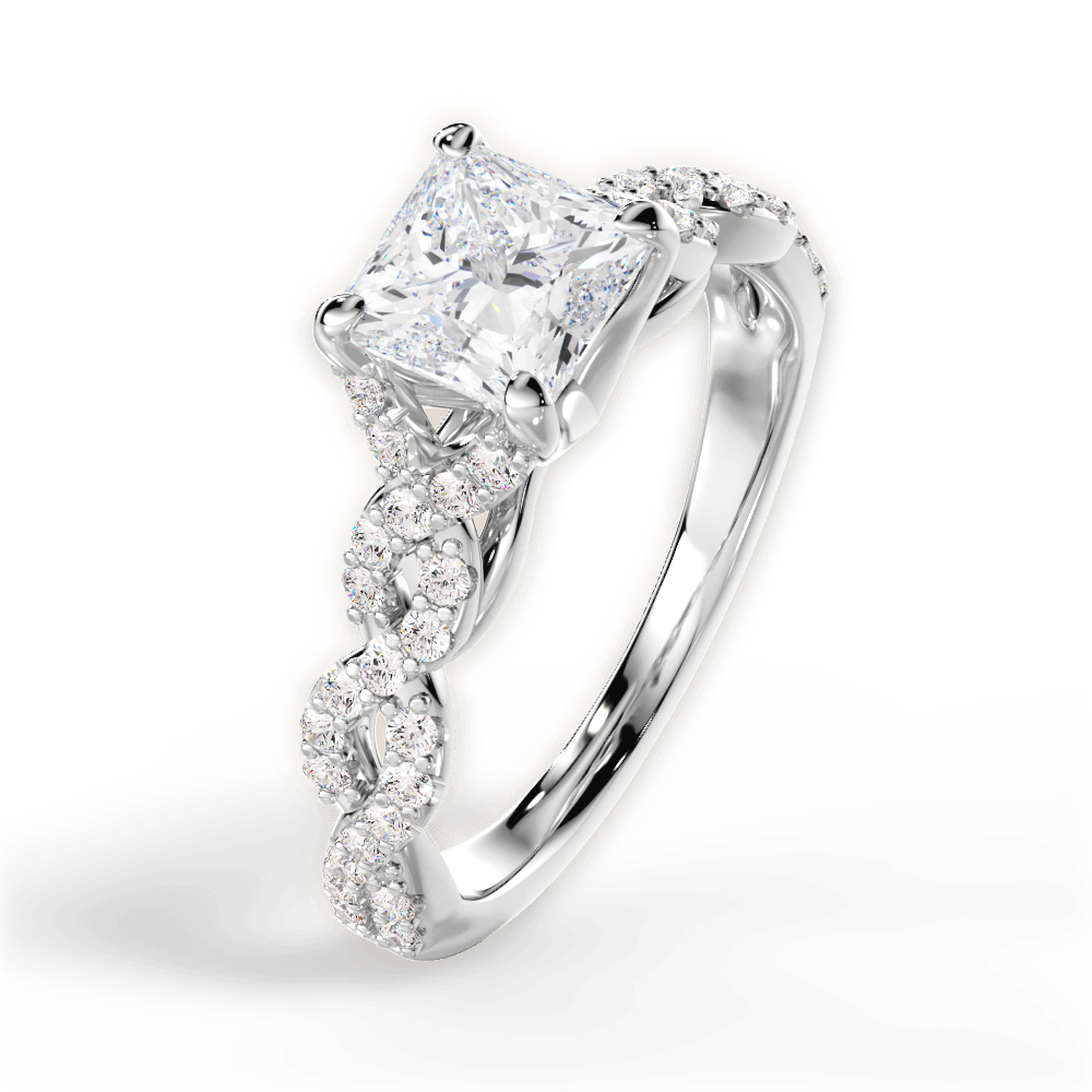 Justine Princess Cut Lab Grown Diamond 18Kt White Gold Engagement Ring - View 2