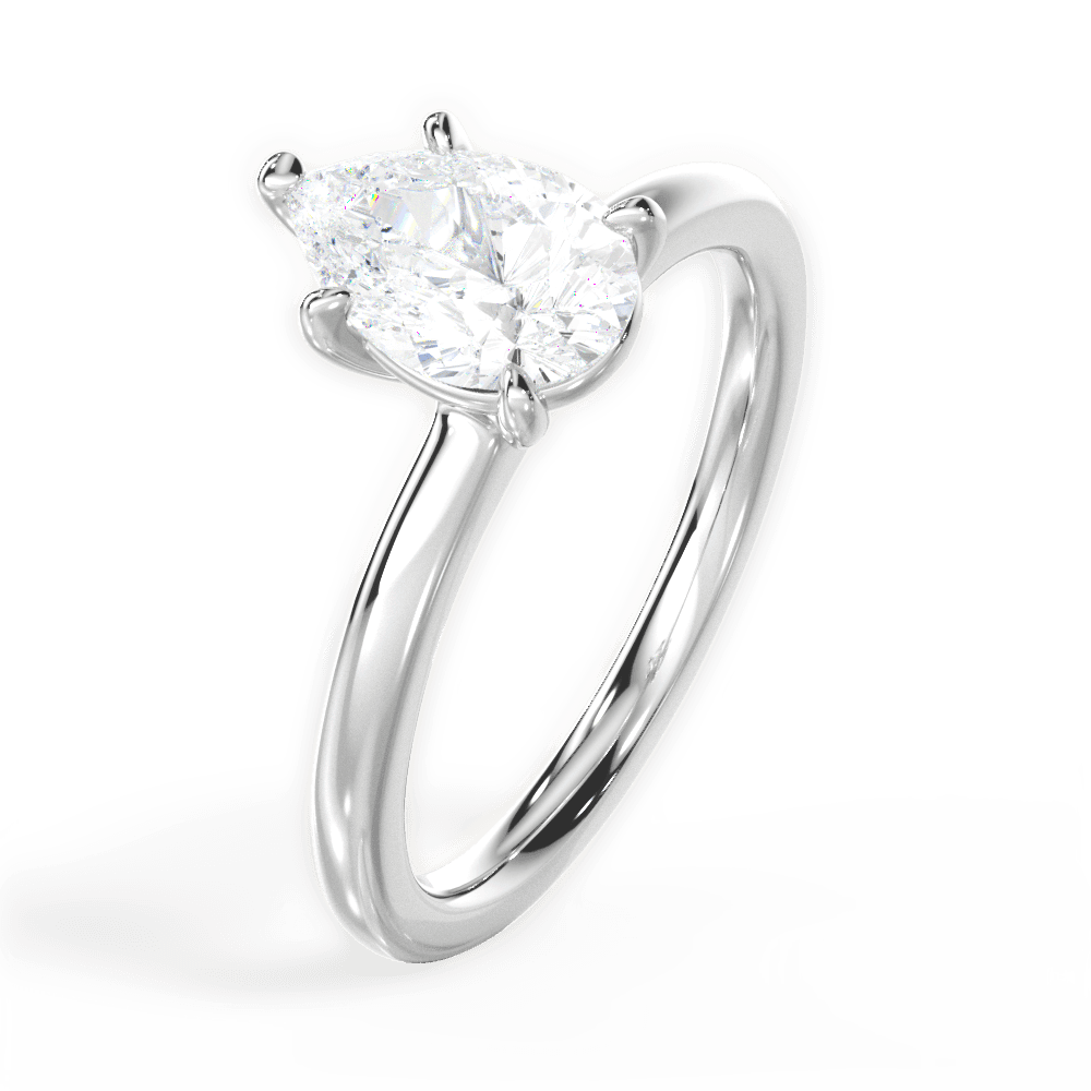 Angela Pear Cut Lab Grown Diamond 18Kt White Gold Engagement Ring - View 2