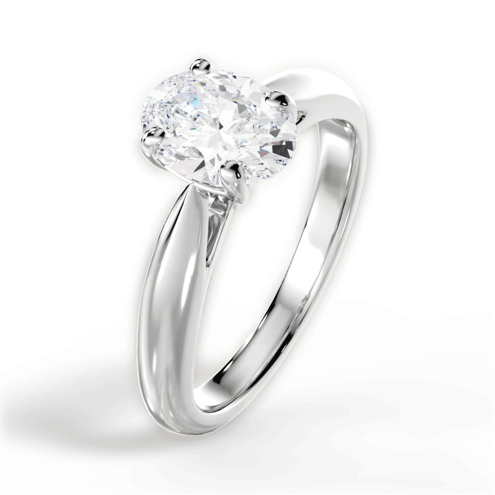 Amy Oval Cut Lab Grown Diamond 18Kt White Gold Engagement Ring - View 4