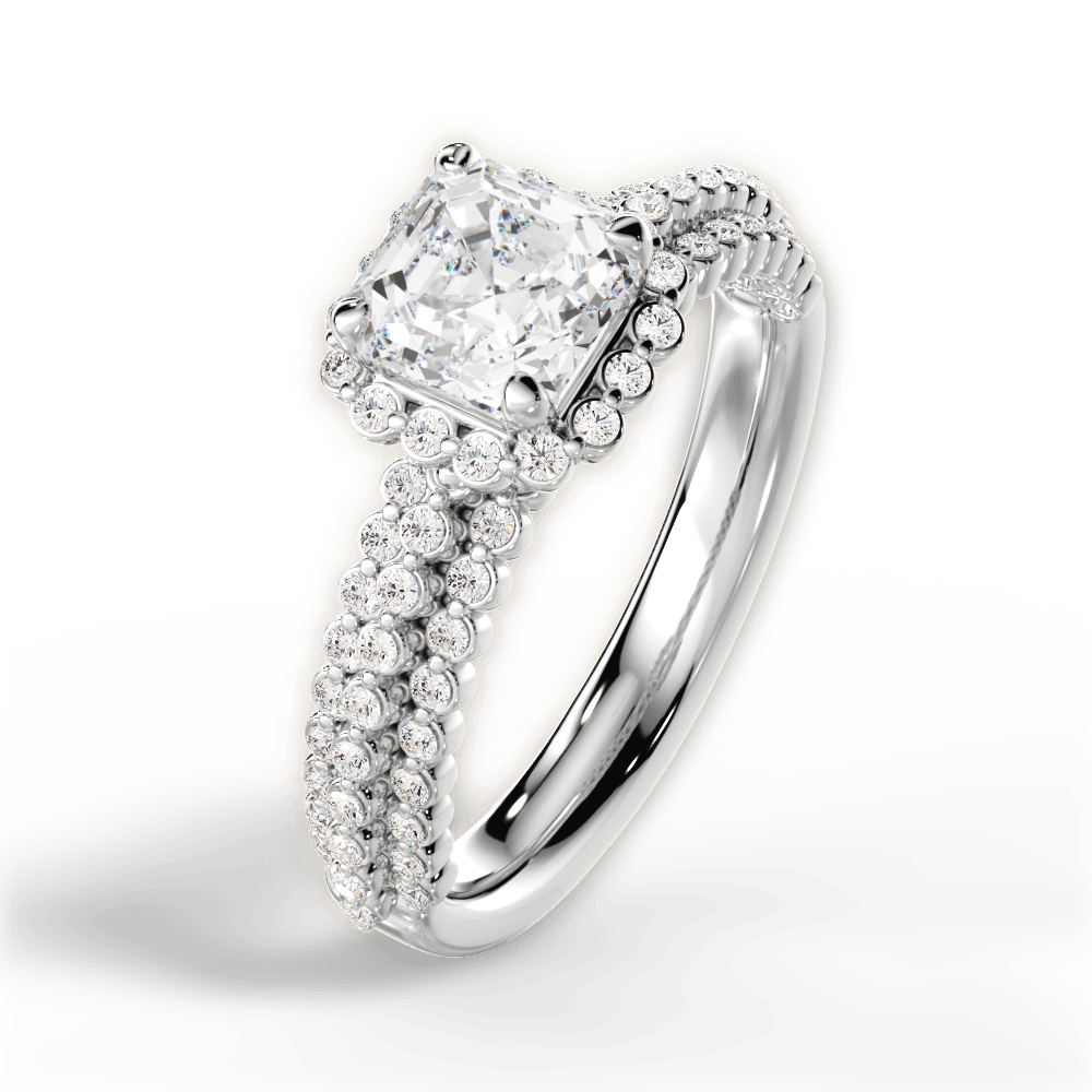 Jocelyn Asscher Cut Lab Grown Diamond Platinum Engagement Ring - View 3