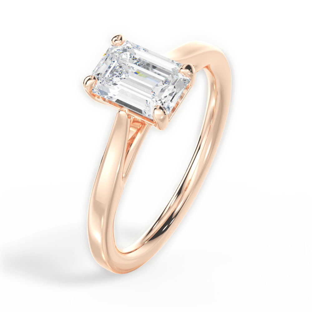 Angie Emerald Cut Lab Grown Diamond 18Kt Rose Gold Engagement Ring - View 4