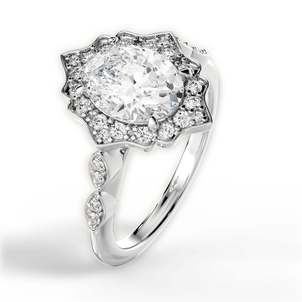 Julie Oval Cut Lab Grown Diamond 18Kt White Gold Engagement Ring - View 4