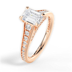 Leslie Emerald Cut Lab Grown Diamond 18Kt Rose Gold Engagement Ring - View 2