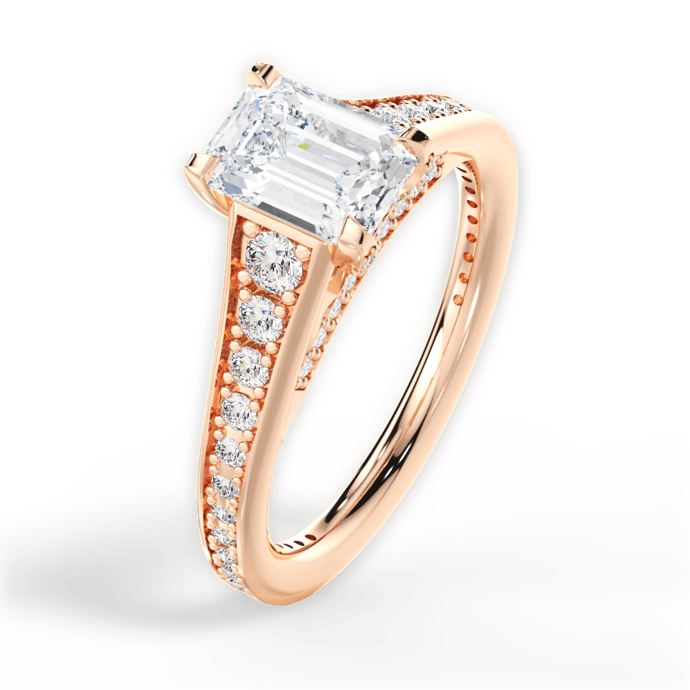 Leslie Emerald Cut Lab Grown Diamond 18Kt Rose Gold Engagement Ring - View 2