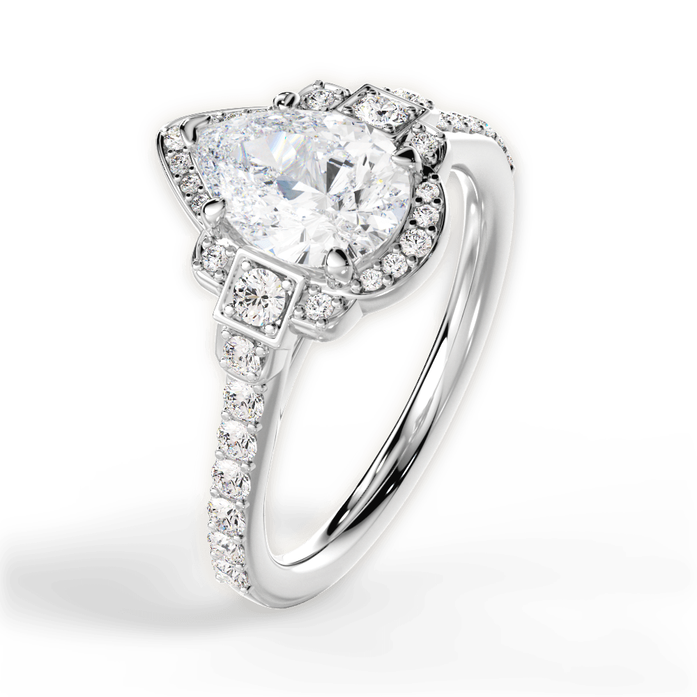 Joyce Pear Cut Lab Grown Diamond 14Kt White Gold Engagement Ring - View 4