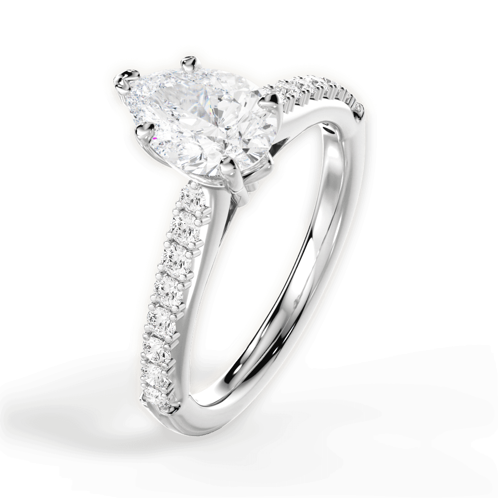 Elizabeth Pear Cut Lab Grown Diamond Platinum Engagement Ring - View 2