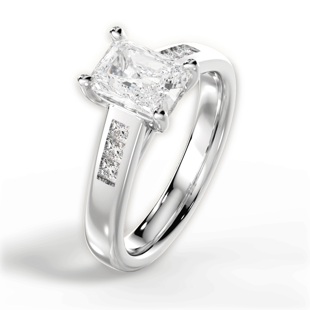 Brittany Radiant Cut Lab Grown Diamond Platinum Engagement Ring - View 2