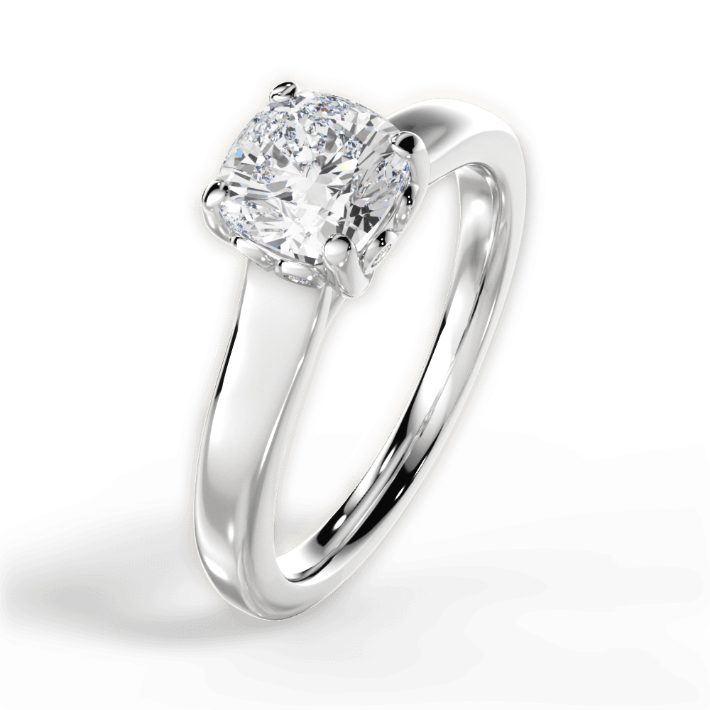 Carol Cushion Cut Lab Grown Diamond Platinum Engagement Ring - View 3