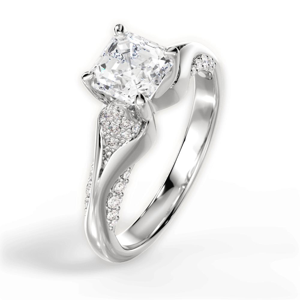 Isabel Asscher Cut Lab Grown Diamond Platinum Engagement Ring - View 3