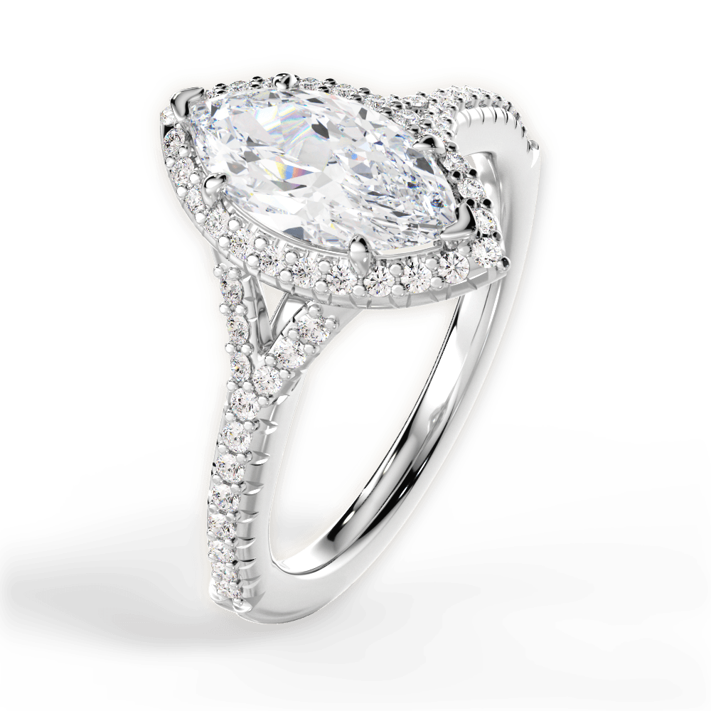 Judy Marquise Cut Lab Grown Diamond Platinum Engagement Ring - View 3