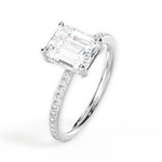Janice Emerald Cut Lab Grown Diamond 18Kt White Gold Engagement Ring - View 2