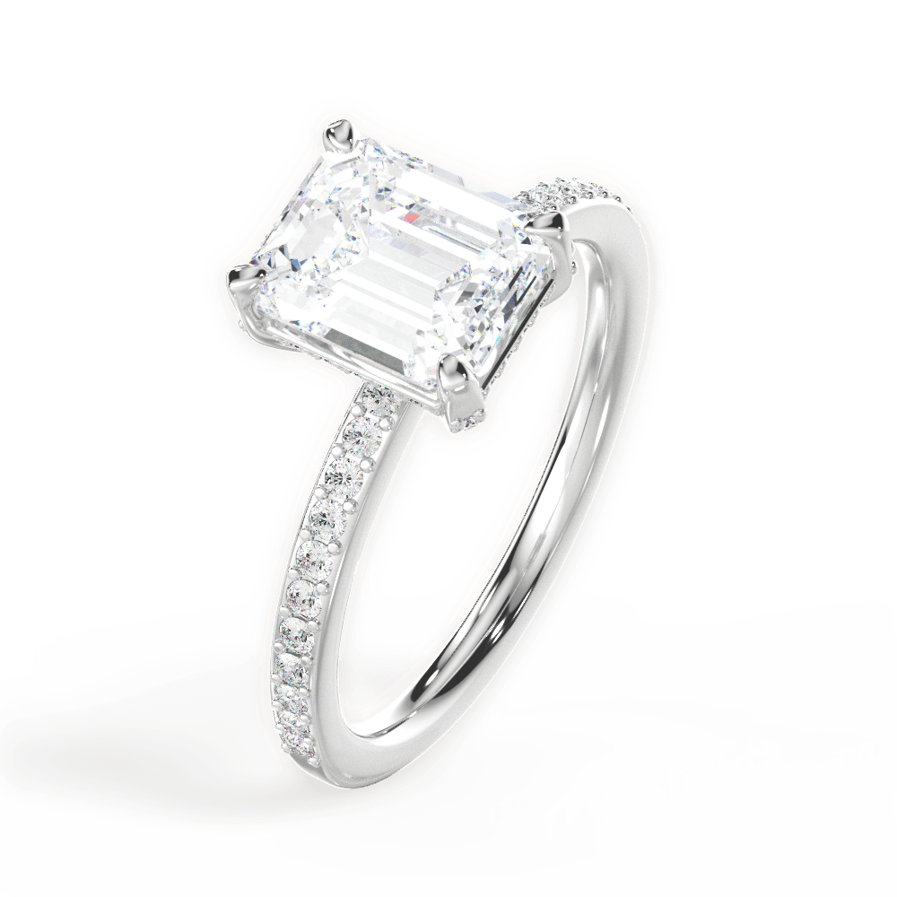 Janice Emerald Cut Lab Grown Diamond Platinum Engagement Ring - View 2