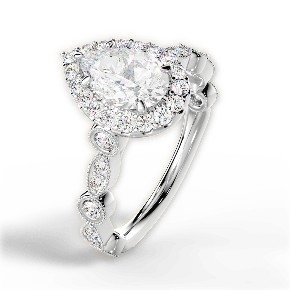 Irene Pear Cut Lab Grown Diamond 18Kt White Gold Engagement Ring - View 3