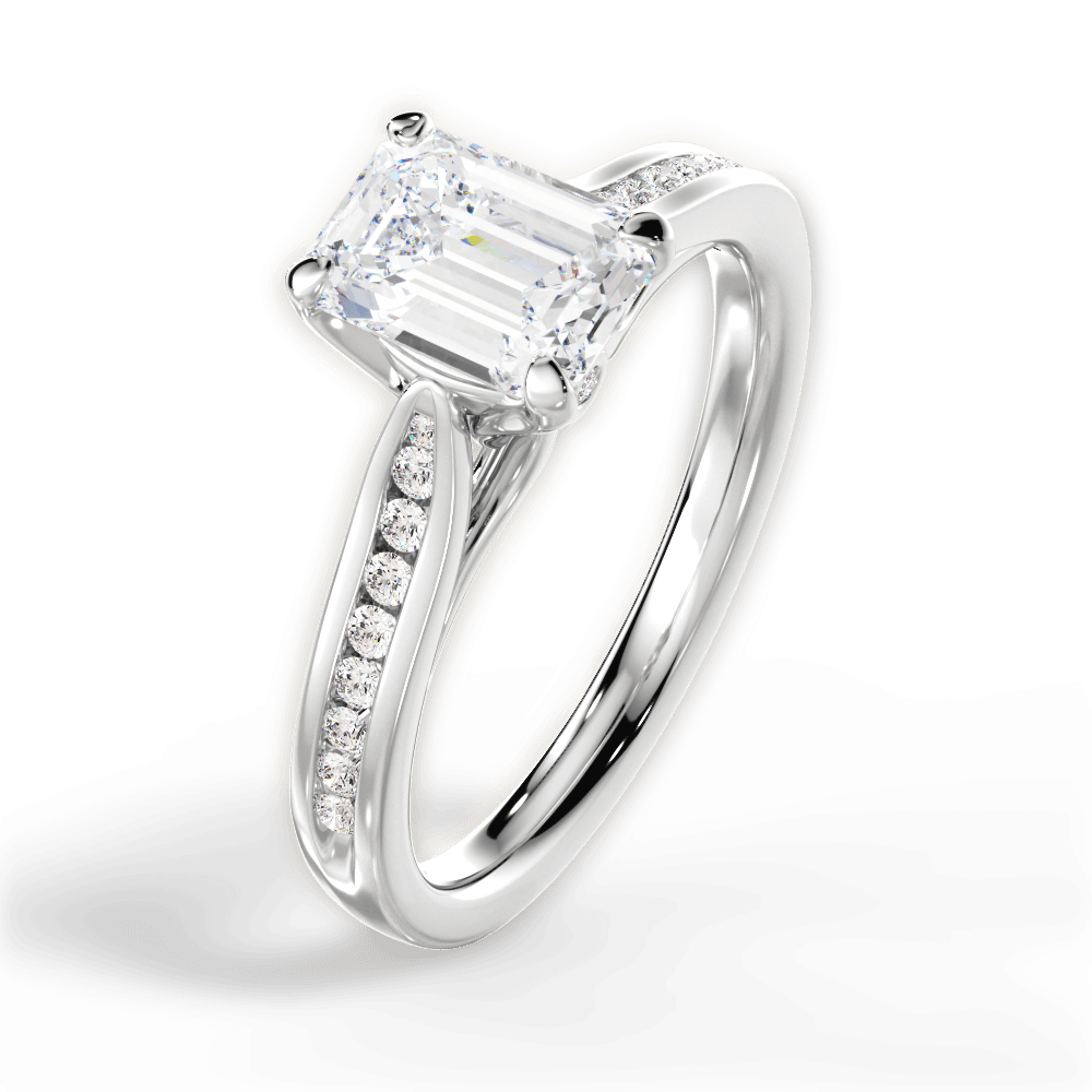 Elena Emerald Cut Lab Grown Diamond Platinum Engagement Ring - View 3