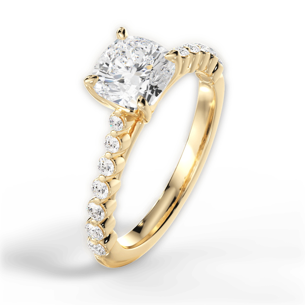 Dana Cushion Cut Lab Grown Diamond 18Kt Yellow Gold Engagement Ring - View 3
