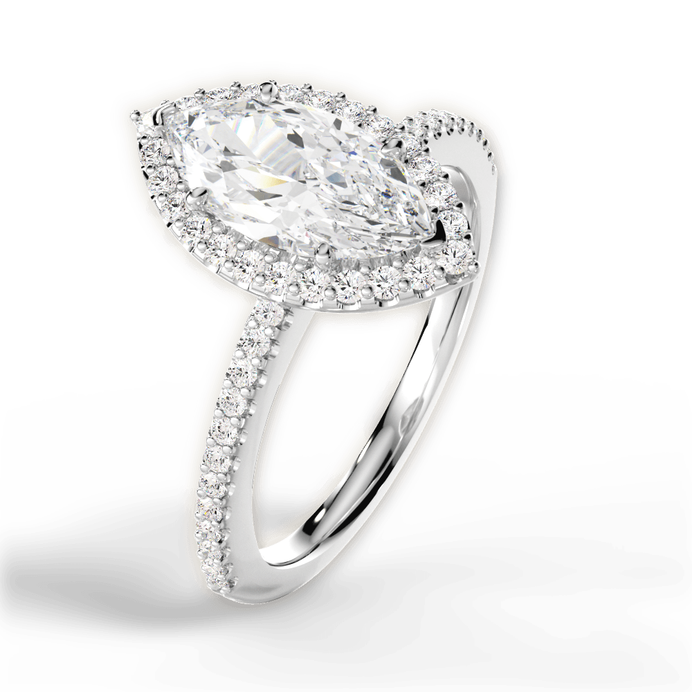Joanne Marquise Cut Lab Grown Diamond Platinum Engagement Ring - View 4