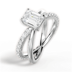 Jennifer Emerald Cut Lab Grown Diamond 18Kt White Gold Engagement Ring - View 4