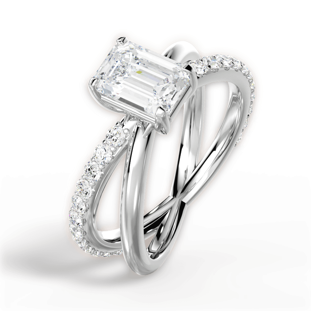 Jennifer Emerald Cut Lab Grown Diamond Platinum Engagement Ring - View 4