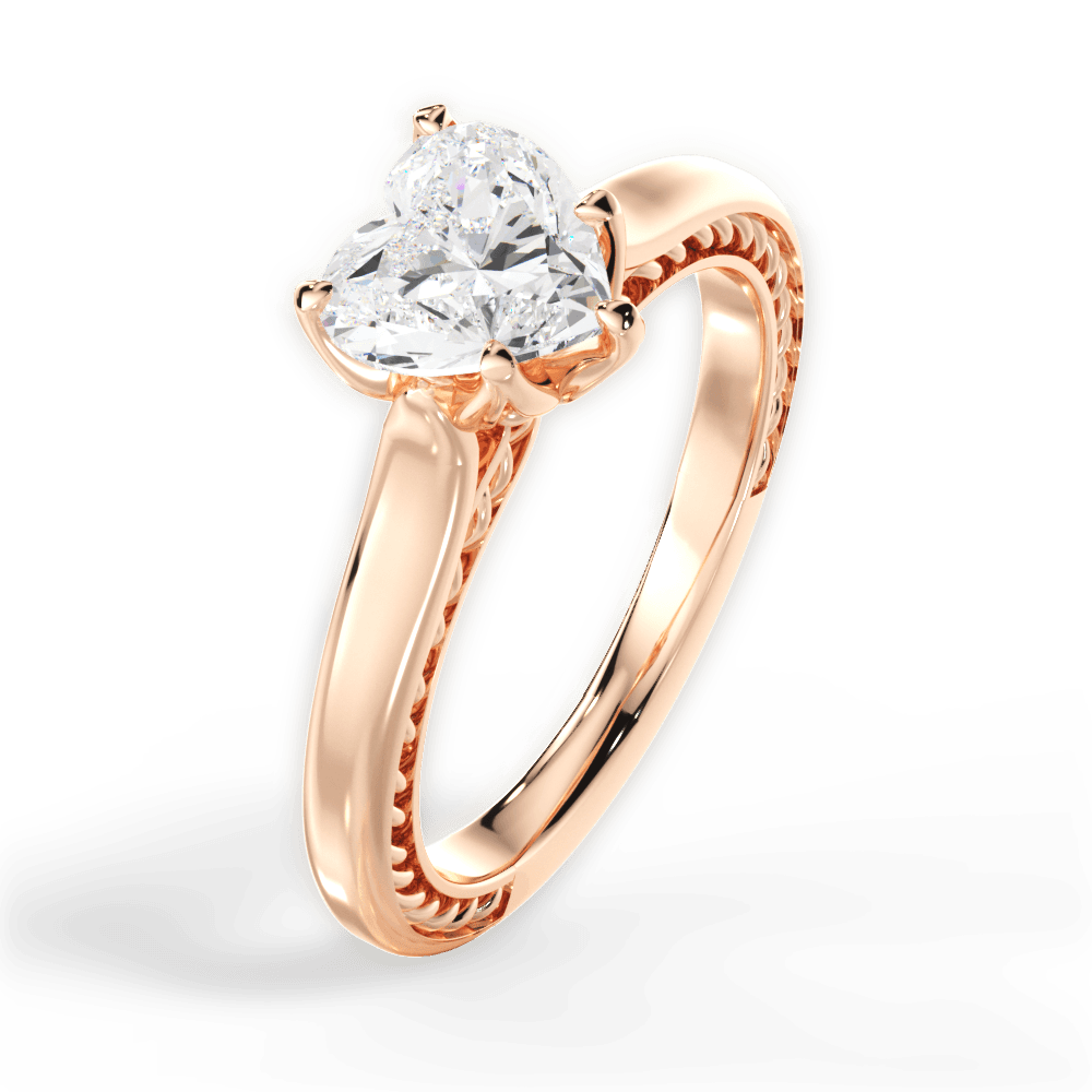 Carrie Heart Cut Lab Grown Diamond 18Kt Rose Gold Engagement Ring - View 3
