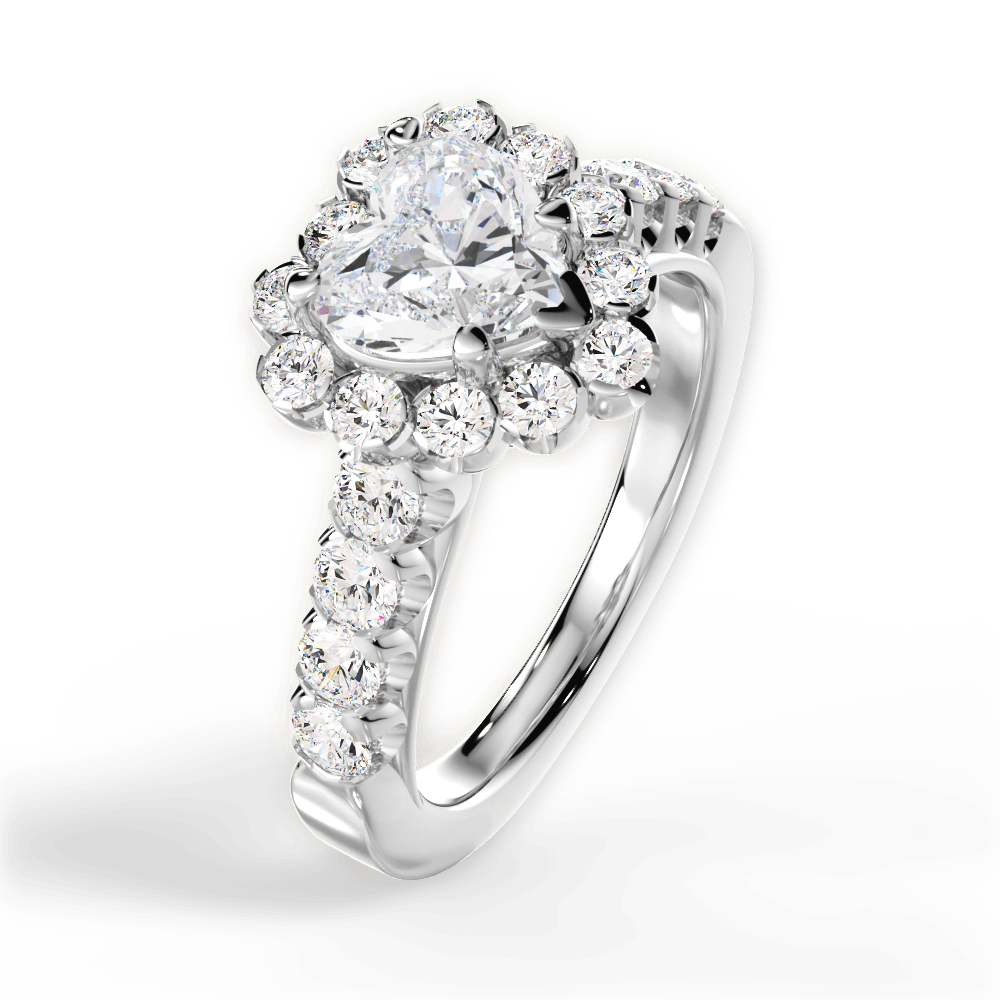 Lacey Heart Cut Lab Grown Diamond 18Kt White Gold Engagement Ring - View 4