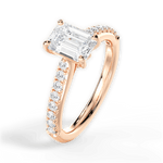 Elizabeth Emerald Cut Lab Grown Diamond 18Kt Rose Gold Engagement Ring - View 3