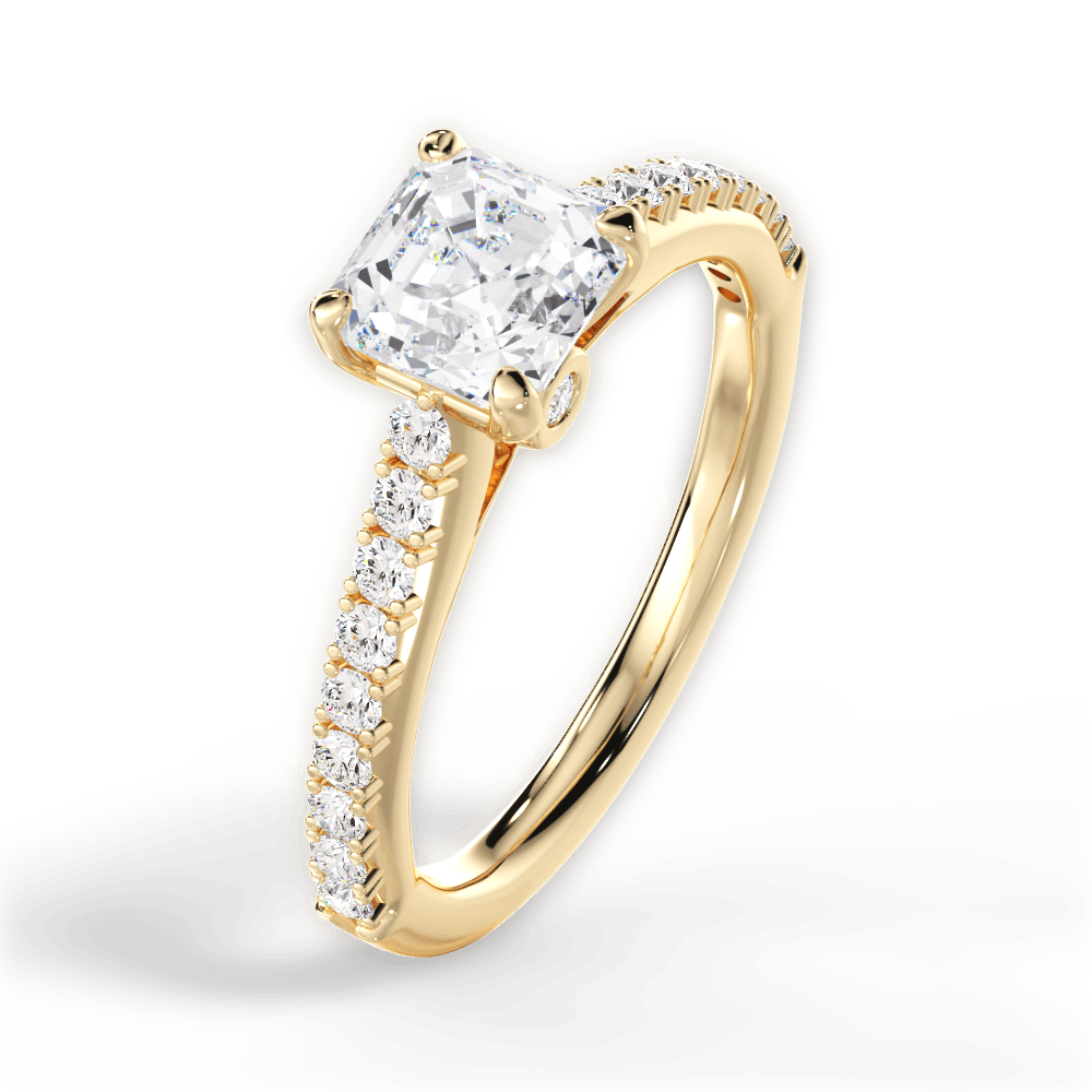 Frances Asscher Cut Lab Grown Diamond 18Kt Yellow Gold Engagement Ring - View 2