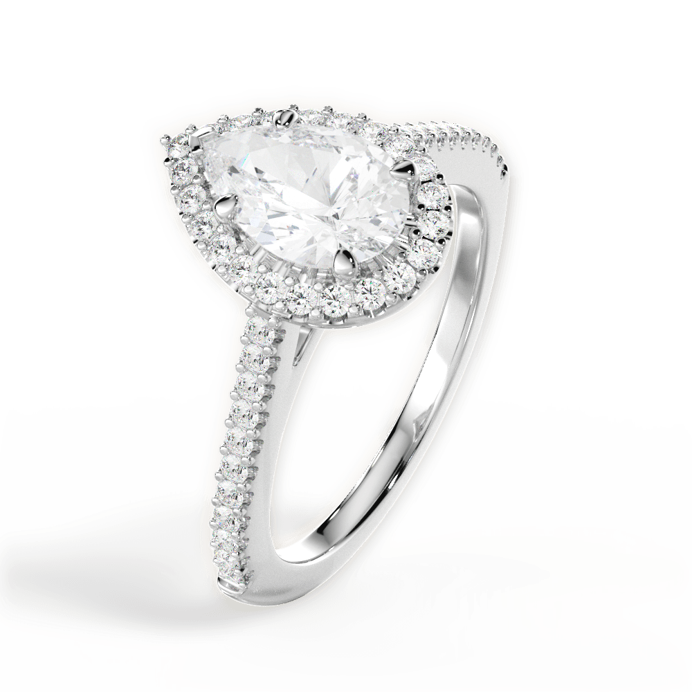 Jeanne Pear Cut Lab Grown Diamond 14Kt White Gold Engagement Ring - View 2