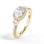 Kara Cushion Cut Lab Grown Diamond 18Kt Yellow Gold Engagement Ring - View 4