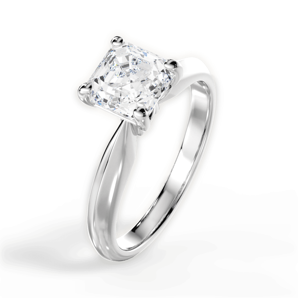 Aria Asscher Cut Lab Grown Diamond 14Kt White Gold Engagement Ring - View 2
