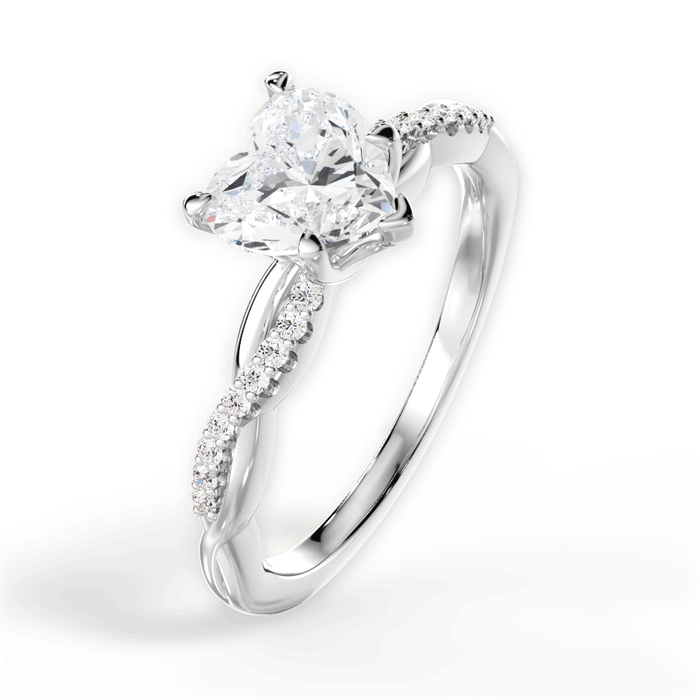 Charlotte Heart Cut Lab Grown Diamond 18Kt White Gold Engagement Ring - View 4