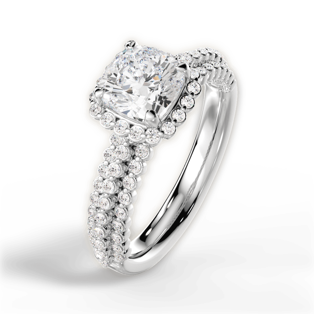 Jocelyn Cushion Cut Lab Grown Diamond 18Kt White Gold Engagement Ring - View 2
