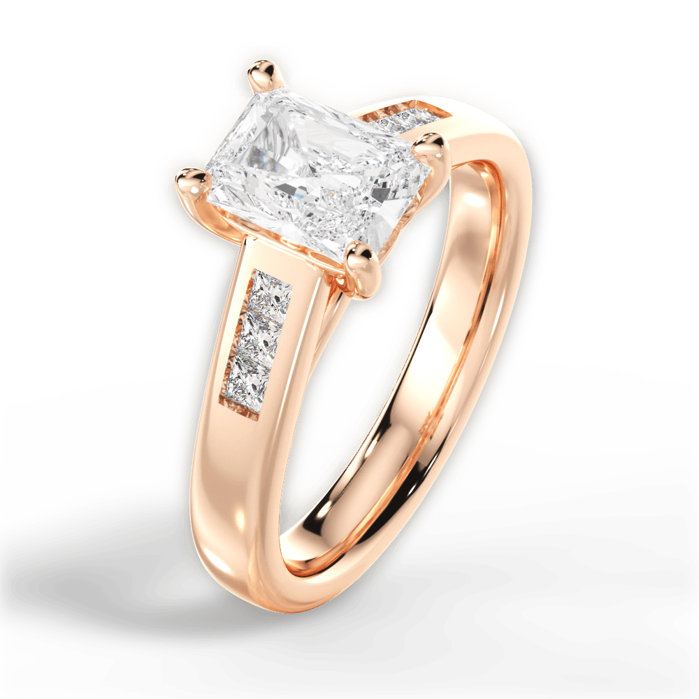 Brittany Radiant Cut Lab Grown Diamond 18Kt Rose Gold Engagement Ring - View 2
