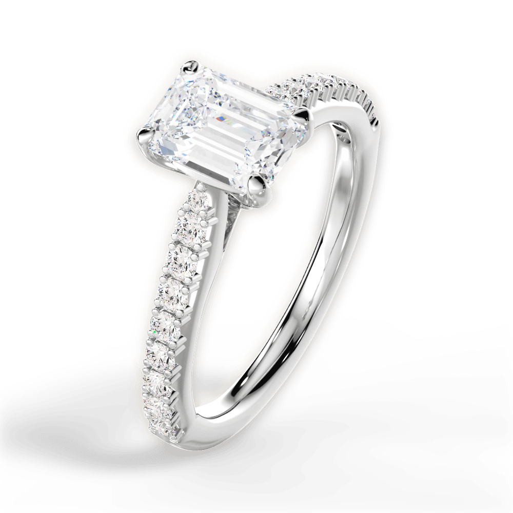 Frances Emerald Cut Lab Grown Diamond Platinum Engagement Ring - View 4