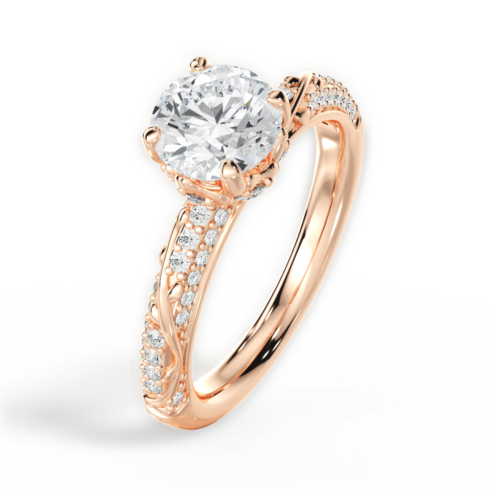 Josephine Round Cut Lab Grown Diamond 18Kt Rose Gold Engagement Ring - View 3