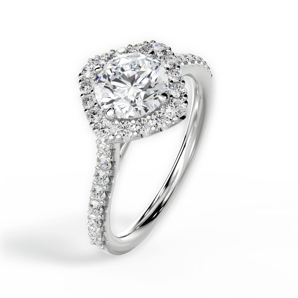Jackie Round Cut Lab Grown Diamond 14Kt White Gold Engagement Ring - View 3