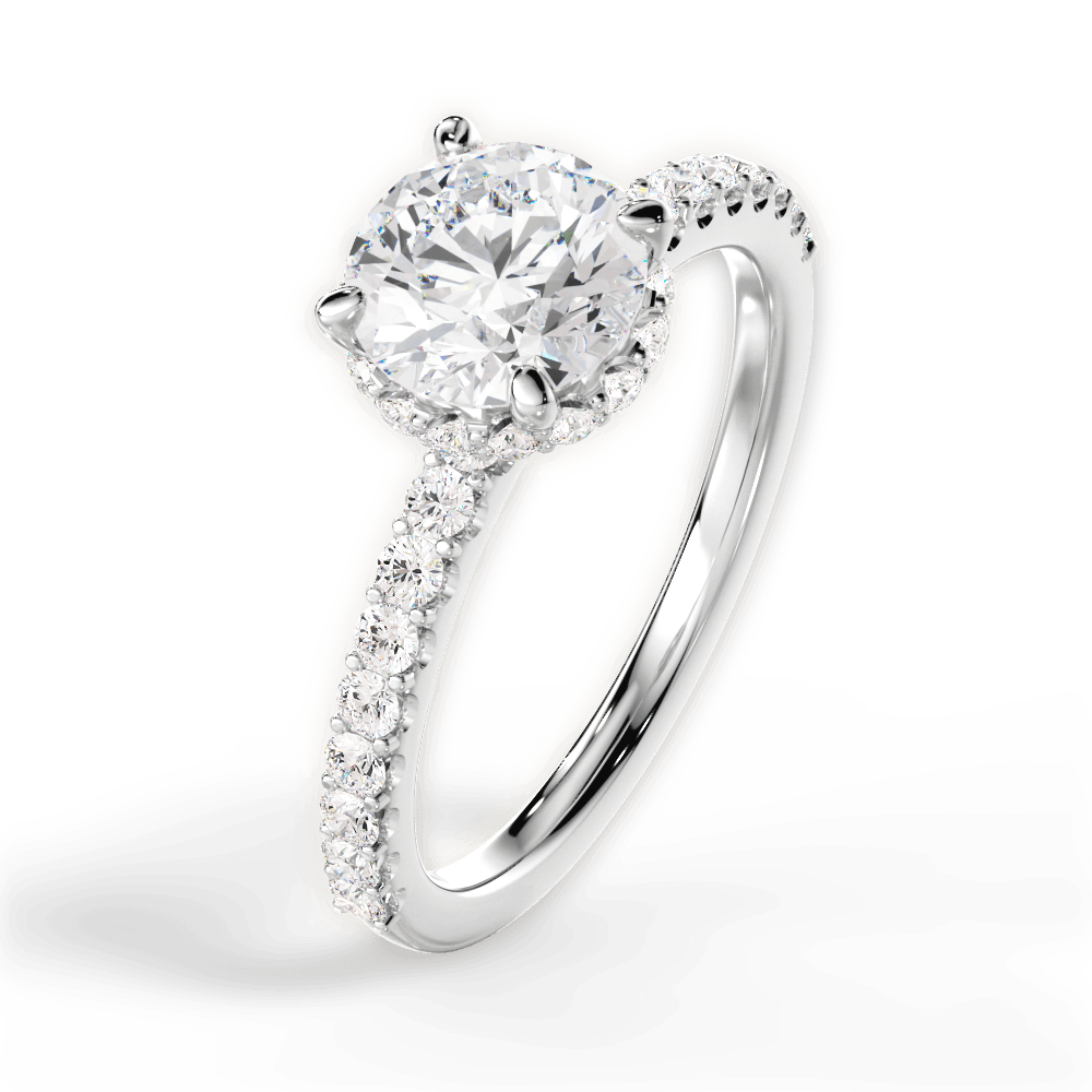 Isabella Round Cut Lab Grown Diamond 18Kt White Gold Engagement Ring - View 2