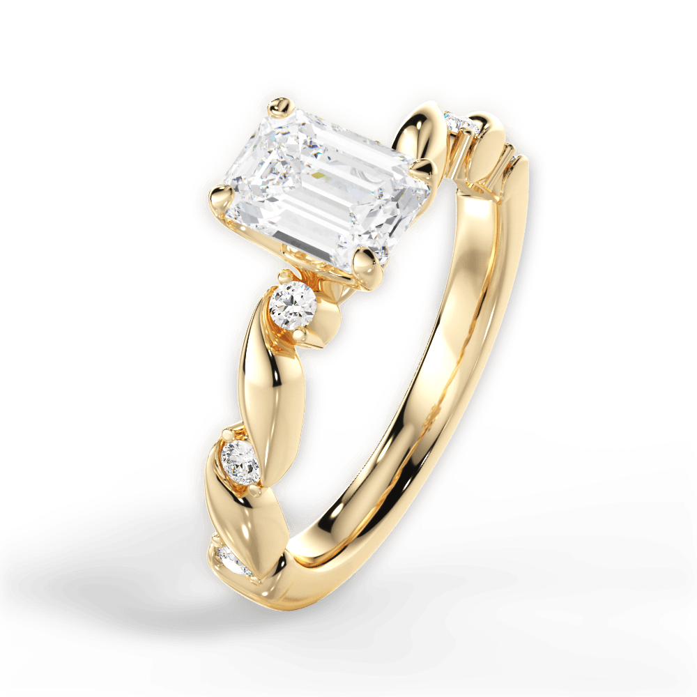 Emma Emerald Cut Lab Grown Diamond 18Kt Yellow Gold Engagement Ring - View 2