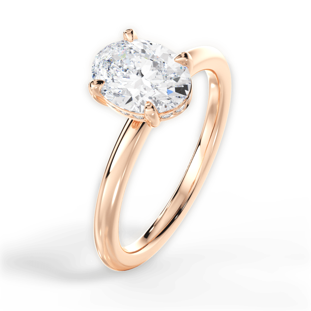 Brenda Oval Cut Lab Grown Diamond 18Kt Rose Gold Engagement Ring - View 2