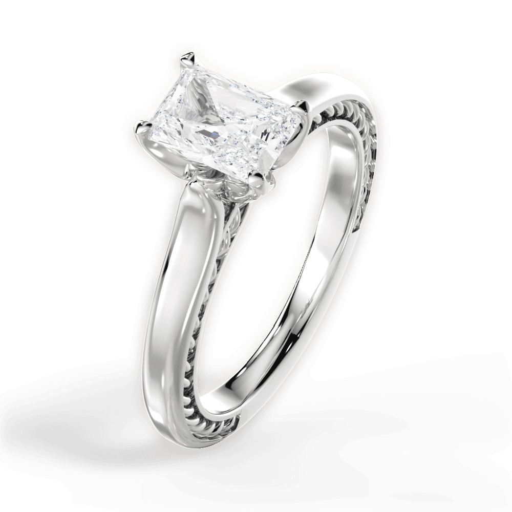 Carrie Radiant Cut Lab Grown Diamond 14Kt White Gold Engagement Ring - View 2