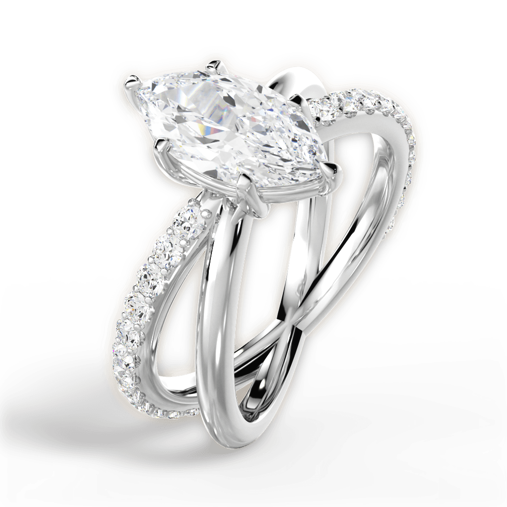Jennifer Marquise Cut Lab Grown Diamond 14Kt White Gold Engagement Ring - View 2