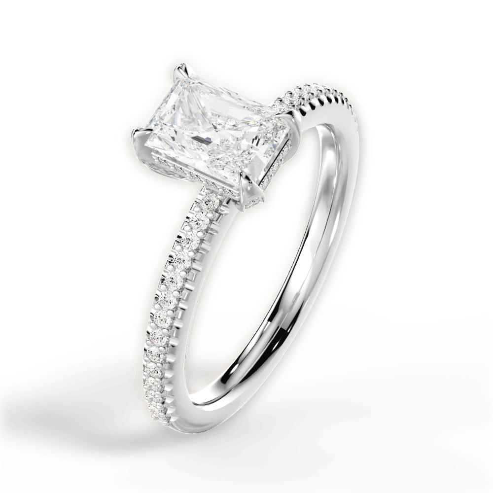 Helen Radiant Cut Lab Grown Diamond 14Kt White Gold Engagement Ring - View 4