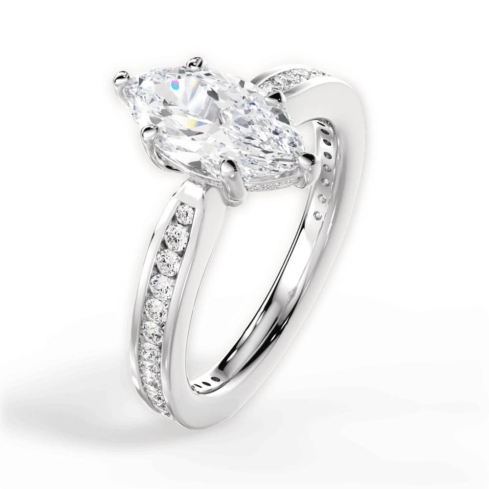 Katelyn Marquise Cut Lab Grown Diamond 18Kt White Gold Engagement Ring - View 2