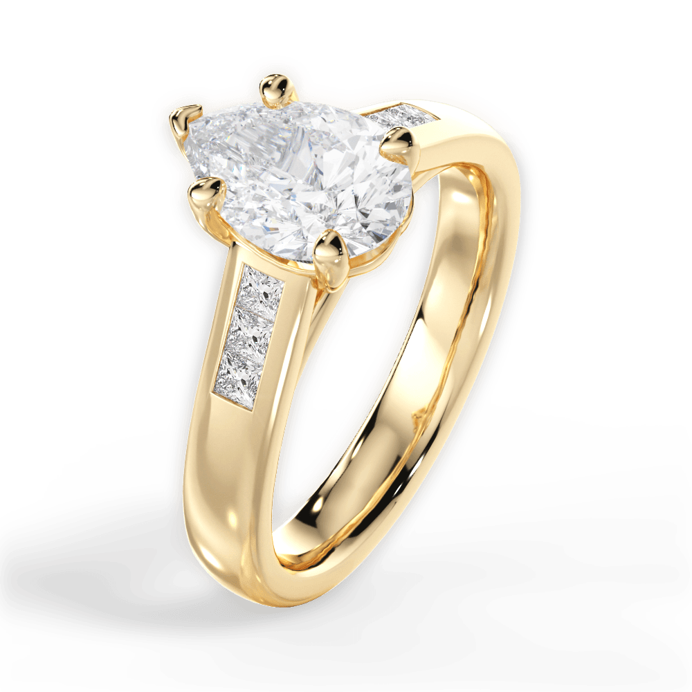 Brittany Pear Cut Lab Grown Diamond 18Kt Yellow Gold Engagement Ring - View 4