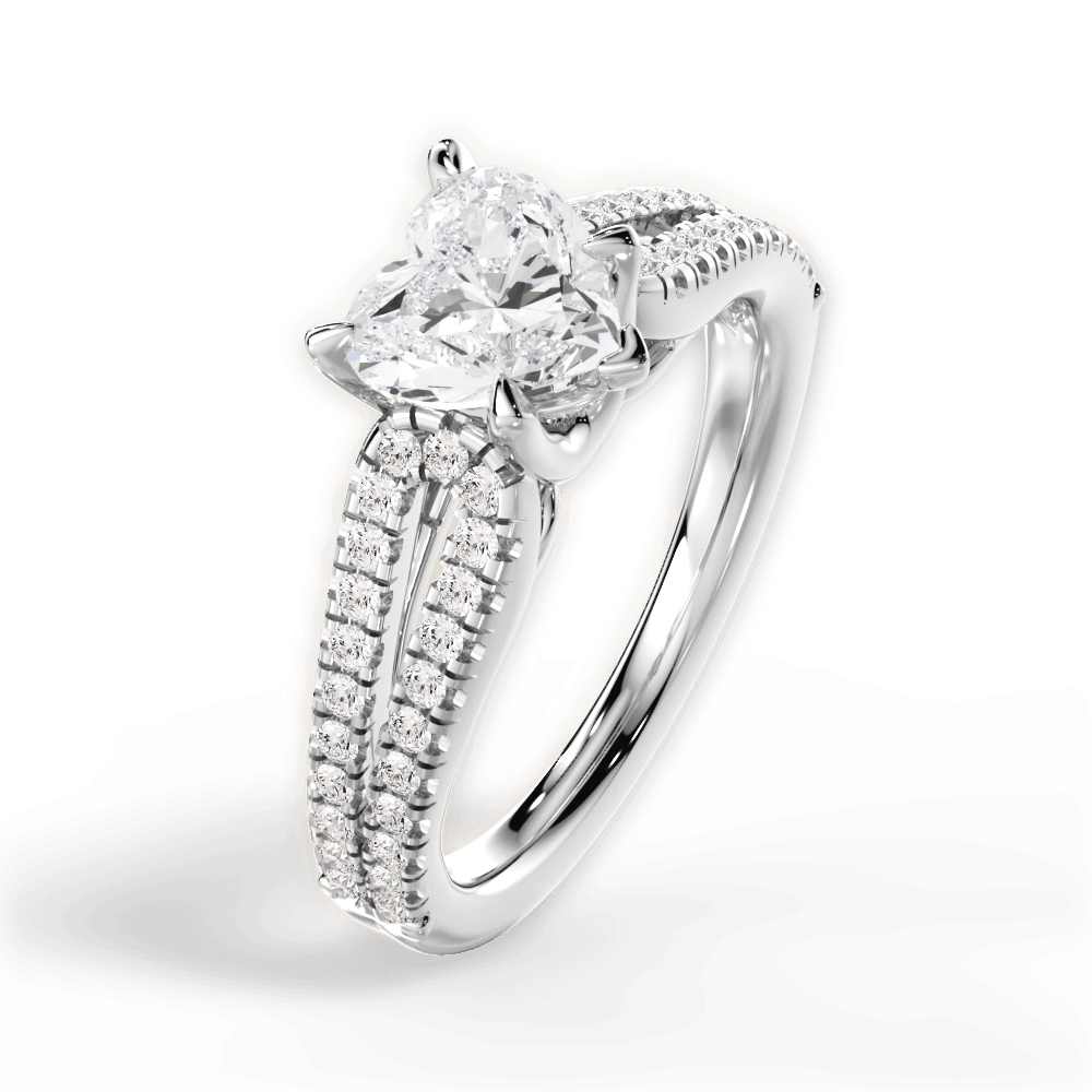 Jessica Heart Cut Lab Grown Diamond 14Kt White Gold Engagement Ring - View 2