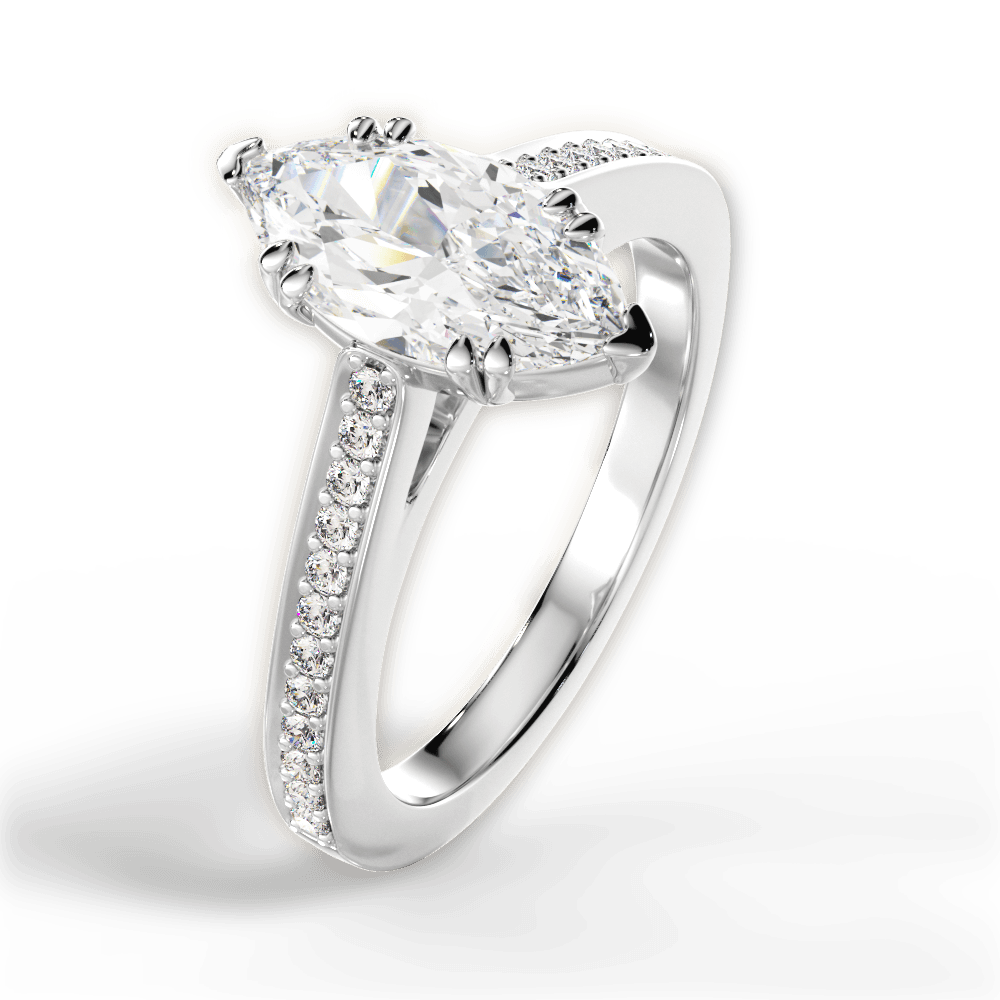 Denise Marquise Cut Lab Grown Diamond 14Kt White Gold Engagement Ring - View 3