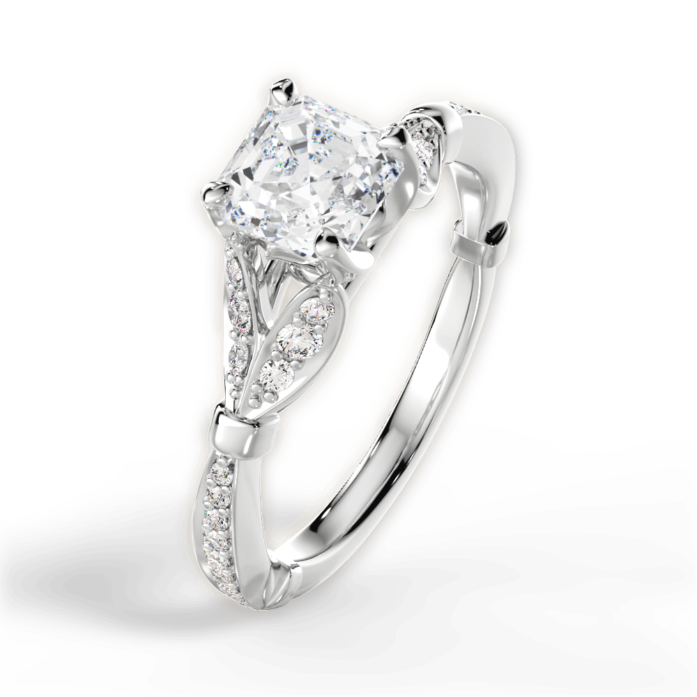 Geraldine Asscher Cut Lab Grown Diamond Platinum Engagement Ring - View 2