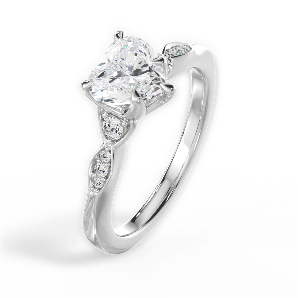 Cassie Heart Cut Lab Grown Diamond 14Kt White Gold Engagement Ring - View 3