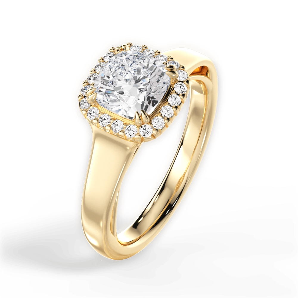 Jasmin Cushion Cut Lab Grown Diamond 18Kt Yellow Gold Engagement Ring - View 2