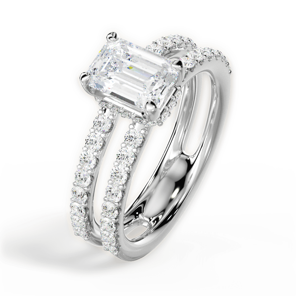 Christie Emerald Cut Lab Grown Diamond 18Kt White Gold Engagement Ring - View 2